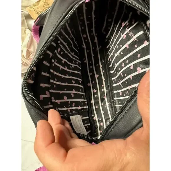 LUV BETSY JOHNSON BLACK QUILTED CROSS BODY WITH GUITAR STRAP - NWT - Picture 3 of 5